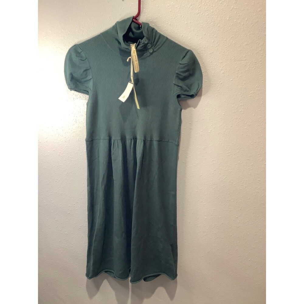 Uncle Frank Textured Fabric Midi Peasant Dress Womens Size S/M Gray Boho